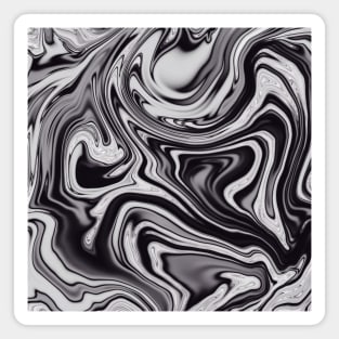 Black and White Groovy 70s Marbling Swirls 2 Magnet